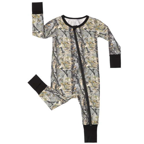 WIBACKER Bamboo Viscose Baby Convertible Footie Pajamas, Sleep and Play Footed Zipper Sleeper for Baby Boys - Leaf and Branch