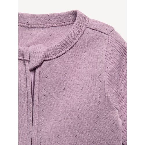 Pointelle-Knit 2-Way-Zip Sleep & Play Footed One-Piece for Baby