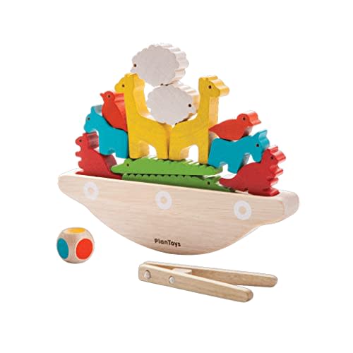 PlanToys Wooden Balancing Boat Toy (5136) | Sustainably Made from Rubberwood, Safe Paints and Dyes