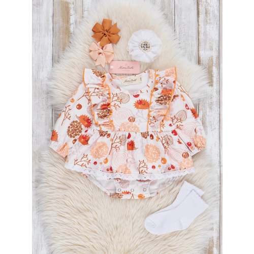 Orange Hedgehogs Ruffle Bubble Romper