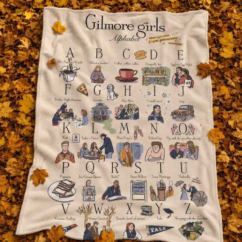 Stars Hollow Alphabet Throw Blanket, Fall Luke's Coffee Throw Cozy, Stars Hollow Connecticut, Luke’s Diner Blanket Dragonfly Inn Merch