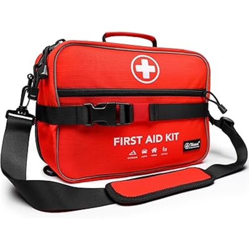 430 Piece First Aid Kit, Well-Organized Premium Waterproof Compact Trauma Medical Kits for Any Emergencies, Ideal for Home, Office, Car, Travel, Outdoor, Camping, Hiking, Boating (Red)