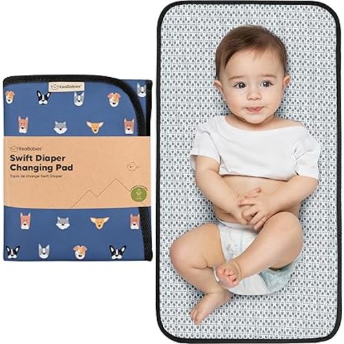 KeaBabies Portable Diaper Changing Pad, Easy Wipe Clean - Foldable Waterproof Baby Changing Mat for Diaper Bag, Compact, Lightweight, 25x13 Newborn, Infant, Baby Changer Travel Essential (Pets & Paws)