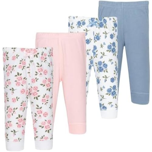 Hudson Baby Basics Unisex Baby Comfy Cotton Pants 4-Pack