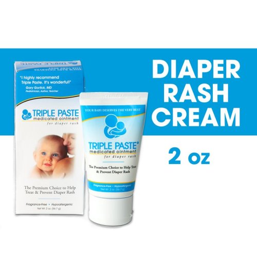 Triple Paste Diaper Rash Cream, Hypoallergenic Medicated Skin Ointment for Babies, 2 oz