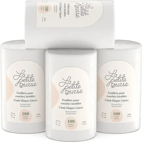 La Petite Ourse Cloth Diaper Liners, 11.5 X 6.75' 100 Sheet 4 pack