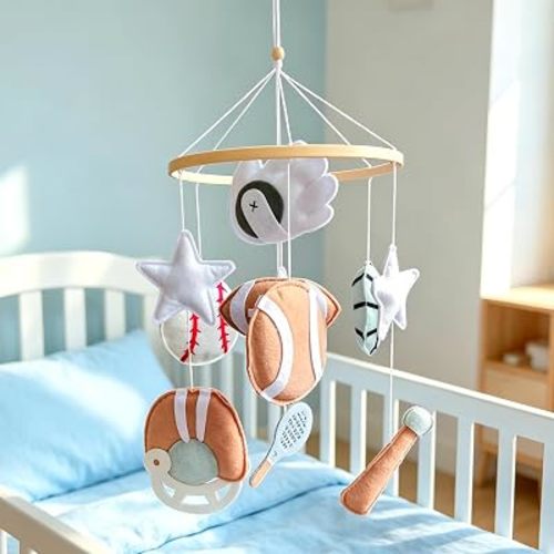 Sports Felt Baby Mobile, Baseball Tennis Football Nursery Hanging Decor