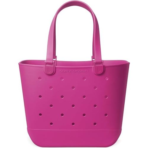 Simple Modern Extra-Large Beach Bag | Waterproof Getaway Rubber Tote with Zipper Pocket for Travel, Pool, Boat, Groceries, Sports | Zinnia