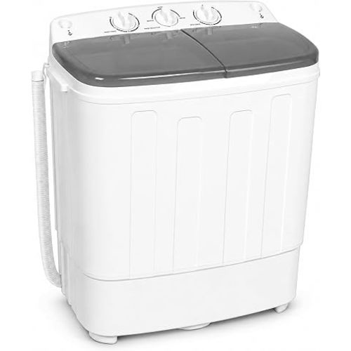 Pataku Portable Washing Machine, 17.6 Lbs Compact Mini Washer and Dryer Combo,Twin Tub Laundry Washer with Spin Cycle, Soaking Function Ideal for Apartment, Dorms, RVs Camping, Grey