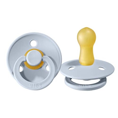BIBS Baby Pacifier | BPA-Free Natural Rubber | Made in Denmark | Baby Blue 2-Pack (0-6 Months)