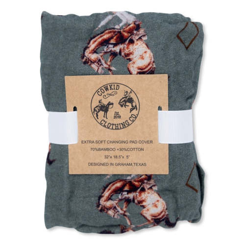 Teal Bronc Bamboo Muslin Changing Pad Cover – Cowkid Clothing Company