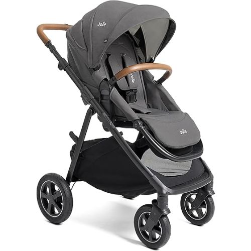 Joie Hazel Height Adjustable Stroller – Travel-Friendly Stroller with Height Adjustable Seat, Multi-Position Recline, and All-Terrain Wheels (Thunder)