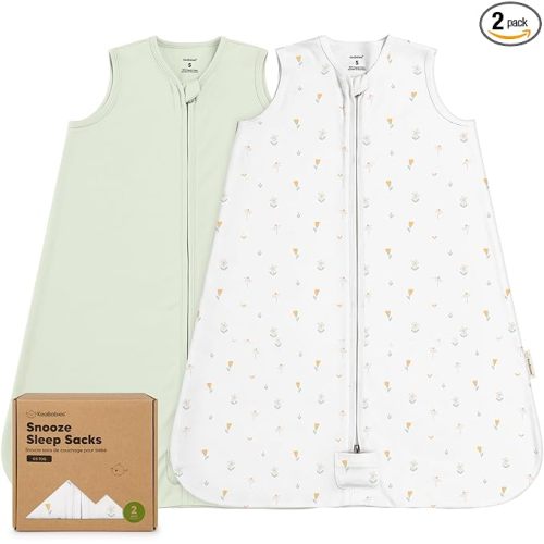 2-Pack Baby Sleep Sacks, Zipper Wearable Blanket - 100% Organic Cotton 0.5TOG, Soft Lightweight Toddler Sleeping Sack 3-6 months, Easy to Wear Newborn Transition Swaddles Sleepsack (Wildflowers, S)
