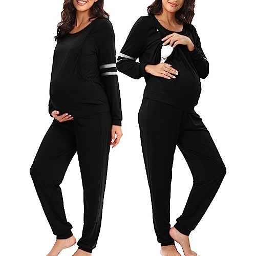 Sawpy Maternity Nursing Pajamas Set Breastfeeding Sleepwear Suit Nursing Pjs Set