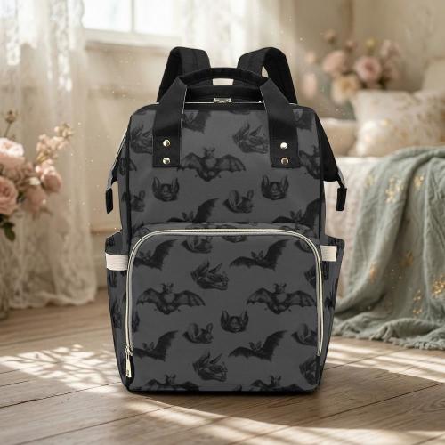 Baby Bat Diaper Backpack: Waterproof Canvas Nappy Bag – Pastel Goth Style