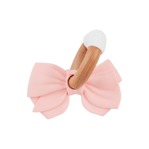 Pink Bow Silicone Ring Teether