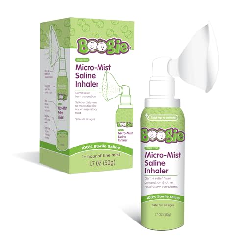 Boogie Micro-Mist Saline Inhaler, Unscented - 1.7 oz | Baby Nose Congestion Relief, Nasal Spray for Kids, Pediatrician Recommended