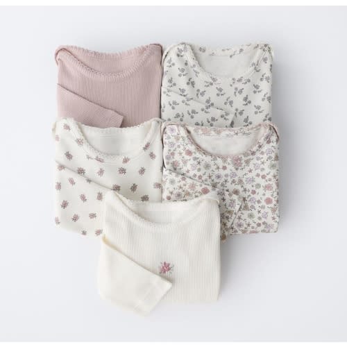FIVE-PACK OF FLORAL BODYSUITS - Pink | ZARA United States