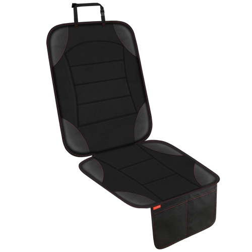 Siivton Car Seat Protector for Child Car Seat - Waterproof Non-Slip Leather Mat with 2 Mesh Pockets, Universal Seat Cover for Baby, Pets & Vehicles (1-Pack, Black)