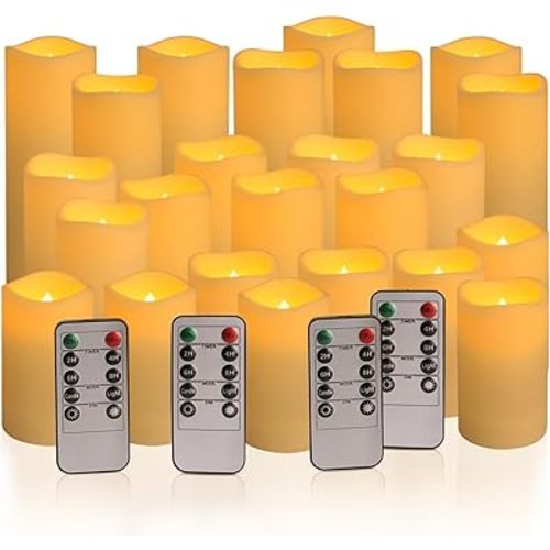 24-Pack LED Flameless Candles with Remote Control for Home, Parties, and Special Occasions (Three Sizes)