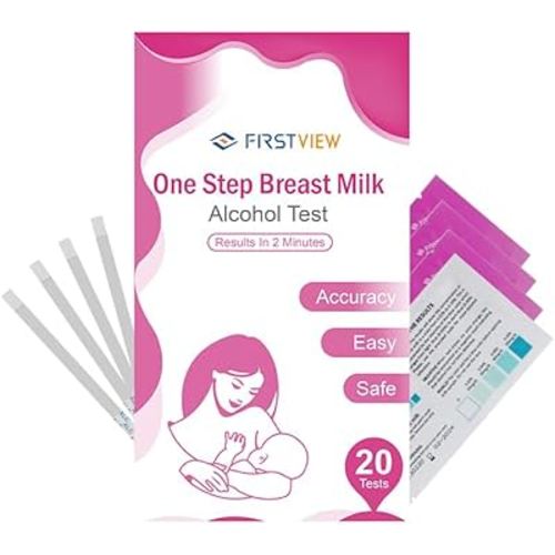 Alcohol Test Strips for Breastmilk,Detects Alcohol in 2 Mintues, High Sensitivity to 0.02%（20mg/dL, Simple Breastmilk Dip Test, Fast and Easy to Use for Breastfeeding Moms-20 Test Strips