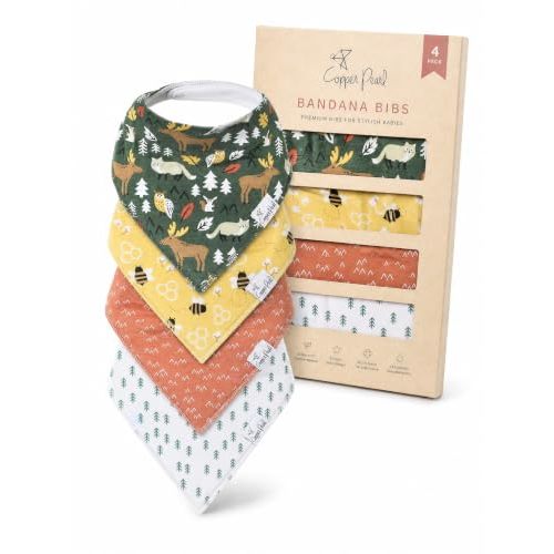 Copper Pearl Baby Bibs 4 Pack & 6 Pack, Bandana Drool Bibs for Baby Girl & Boy, Soft Cotton Bibs for Drooling and Teething