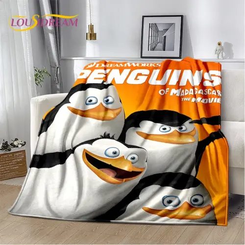 Cute Penguins of Madagascar Cartoon Blanket,Soft Throw Blanket for Home Bedroom Bed Sofa Picnic Travel Office Cover Child Gift - AliExpress 15