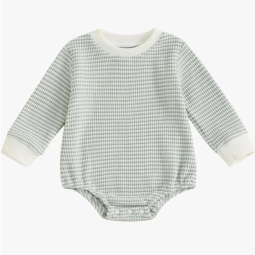 VISGOGO Unisex Baby Boy Girl Romper Waffle Newborn Infant Onesie Clothes Long Sleeve Bubble Oversized Romper Bodysuit Top