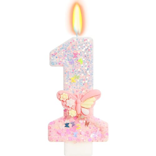 Pink Butterfly Number 1 Candle Fairy First Birthday Decorations