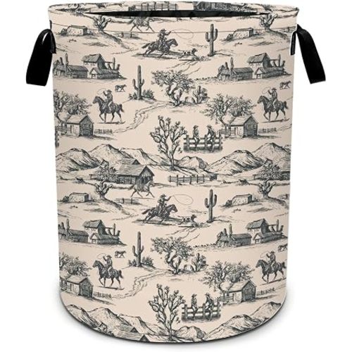 Western Horse Laundry Basket Foldable Oxford Laundry Hamper With Handle For Room Bathroom Bedroom