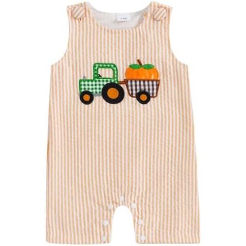YINGISFITM My First Thanksgiving Baby Boy Outfit Turkey Romper Sleeveless Jumpsuit Newborn Thanksgiving Clothes for Boys