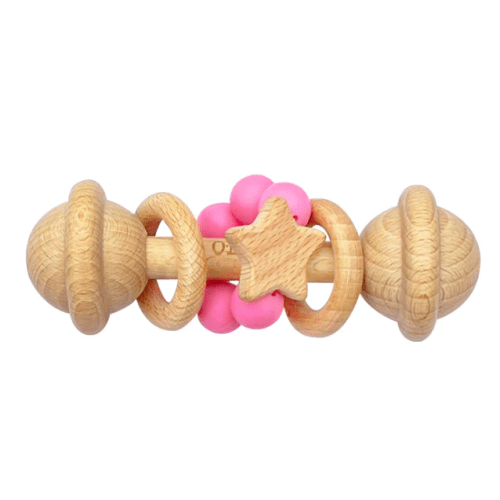 Hot Pink | Wooden Rattle Toy
