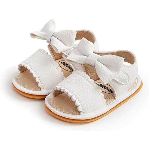 Baby Girl Sandals Flower Bowknot Soft Sole Anti Slip Rubber Wedding Dress Flats Toddler First Walking Shoes