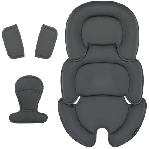 Innokids Head and Body Support Pillow Infant Car Seat Insert for Newborn to Toddler Stroller Cushion (Matte Black)