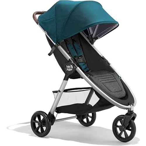 Baby Jogger® City Mini GT3 All Terrain Baby Stroller with Forever Air Rubber Tires, All Wheel Suspension, Lightweight Stroller with Magnetic Buckle, No-Rethread Harness, and Foot Brake, Deep Sea Blue