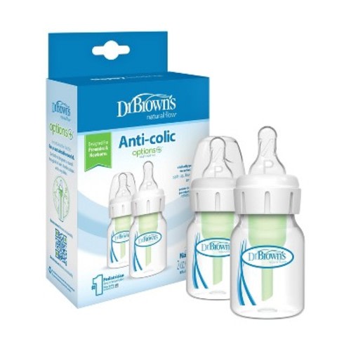 Dr. Brown's 2oz Anti-Colic Options+ Narrow Baby Bottle with Preemie Flow Nipple - 0m+