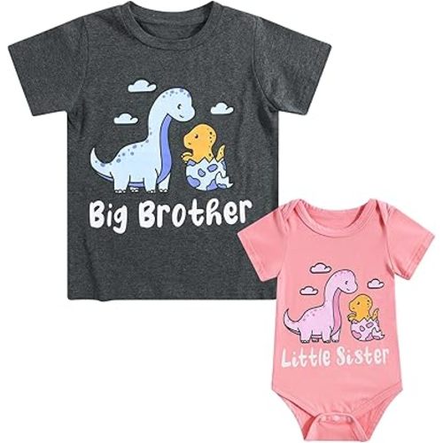 Big Brother Little Sister Matching Outfits Baby Girl Clothes Toddler Boys T-Shirt Gift