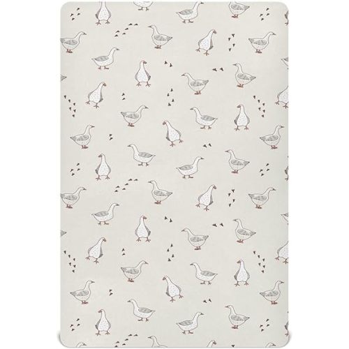 Goose Farm Animals Crib Sheets for Boys Girls - Portable Microfiber Fitted Crib Sheet for Standard Crib and Toddler Mattress, Soft & Breathable, 28x52 Inch