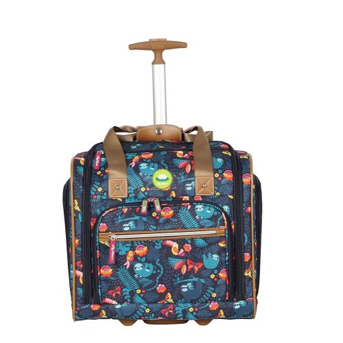 Lily Bloom Designer 15 Inch Carry On - Weekender Overnight Business Travel Luggage - Lightweight 2- Rolling Wheels Suitcase - Under Seat Rolling Bag for Women (Sloth to Me)