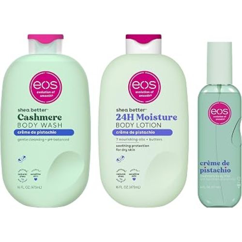 eos Essentials Bundle - Body Wash, Body Mist, Body Lotion - Crème de Pistachio