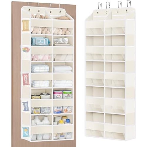 KEEGH 5 Tiers Over the Door Organizer, Large Hanging Door Organizer, Beige