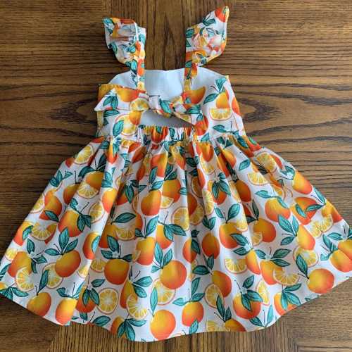 Girls Clementine Fruit Twirly Sundress, Little Cutie on the Way, Summer Party Dress, Girls Citrus Party Dress