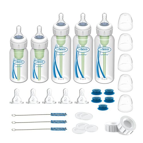 Dr. Brown's Specialty Feeding System Starter Kit, Narrow Baby Bottles, Infant-Paced Feeding Valve, Oral Feeding Solution for Infants with Cleft Lip, Tongue Tie, Lip Tie, 0m+