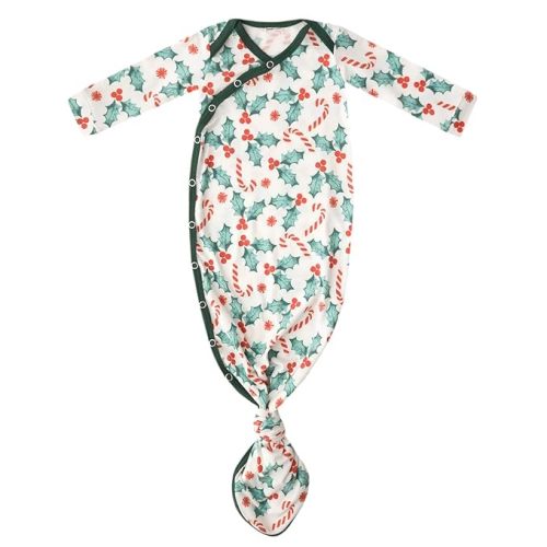 Copper Pearl Baby Gown - Knotted Newborn Sleepers for Baby Boy and Girl, Soft Stretchy Long Sleeve Infant Gowns with Bottom Tie and Hand Mittens, Perfect Hospital Coming Home Outfit (Holly)