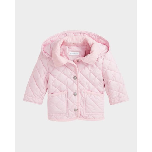 Girl's Audrey Quilted Collared Jacket, Size 9M-24M
