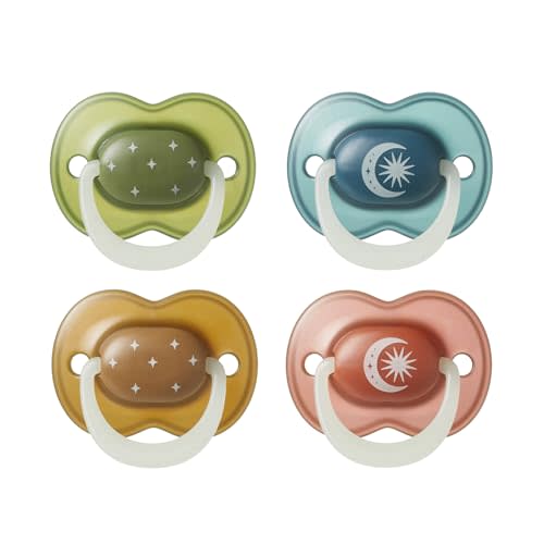 Tommee Tippee NightGlow Pacifier, 18-36 Months, Silicone, Pack of 4 | Glow in the Dark, Symmetrical Nipple, 100% BPA Free, Dishwasher & Sterilizer Safe, Twilight Tones