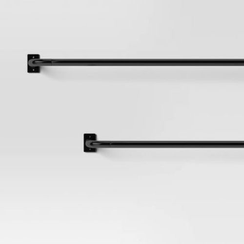 36"-66" French Curtain Rod Matte Black - Threshold™: Single Steel Rod, Powder-Coated, 25lb Capacity