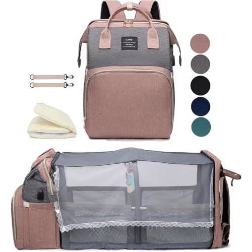 houscly Diaper Bag Backpack with Changing Station: Pink Baby Bags for Girls Boys New Mom Gifts Pañaleras Para Bebe Baby Girl Newborn Essentials Must Haves Baby Shower Gifts Baby Registry