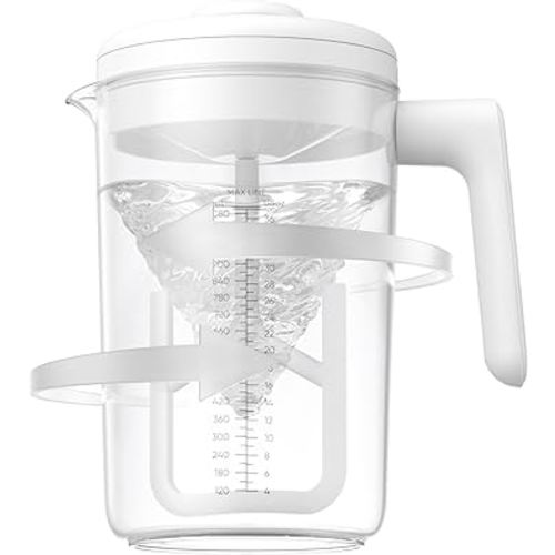 Electric Formula Pitcher, 36 oz Baby Formula Mixing Pitcher, Automatic Baby Formula Mixer, Bidirectional Stirring Breastmilk Pitcher, Locking Lid Smooth Formula Maker Milk Storage for Fridge（White)