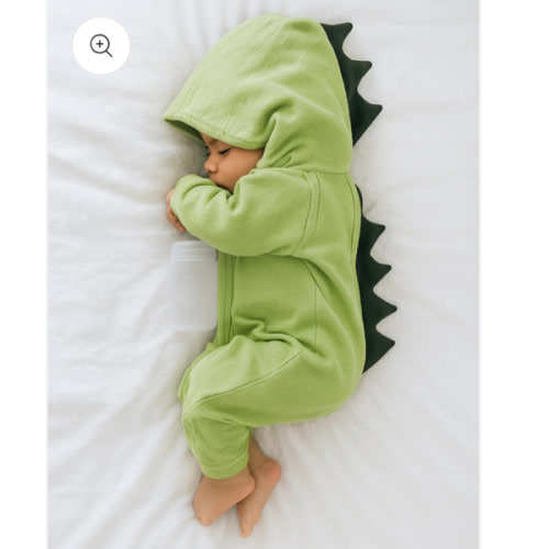 Baby Dinosaur Hooded Jumpsuit – Long Sleeve Romper with Dinosaur Spike – Little Dresser